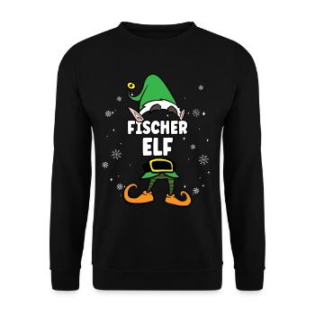 Fischer Elf Partnerlook Weihnachten - Unisex Pullover - Schwarz - Vorne - Alina (178cm) & Michal (187cm)