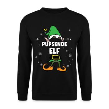Pupsende Elf Partnerlook Weihnachten - Unisex Pullover - Schwarz - Vorne - Alina (178cm) & Michal (187cm)
