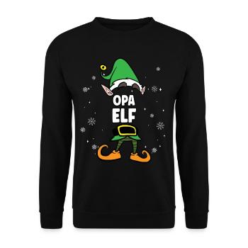 Opa Elf Partnerlook Weihnachten - Unisex Pullover - Schwarz - Vorne - Alina (178cm) & Michal (187cm)