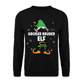 Großer Bruder Elf Partnerlook Weihnachten - Unisex Pullover - Schwarz - Vorne - Alina (178cm) & Michal (187cm)