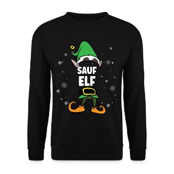 Sauf Elf Partnerlook Weihnachten - Unisex Pullover - Schwarz - Vorne - Alina (178cm) & Michal (187cm)
