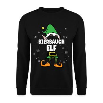 Bierbauch Elf Partnerlook Weihnachten - Unisex Pullover - Schwarz - Vorne - Alina (178cm) & Michal (187cm)