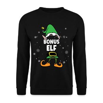 Bonus Elf Partnerlook Weihnachten - Unisex Pullover - Schwarz - Vorne - Alina (178cm) & Michal (187cm)