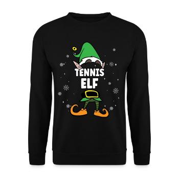 Tennis Elf Partnerlook Weihnachten - Unisex Pullover - Schwarz - Vorne - Alina (178cm) & Michal (187cm)