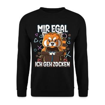 Mir Egal Ich Geh Zocken Gaming - Unisex Pullover - Schwarz - Vorne - Alina (178cm) & Michal (187cm)
