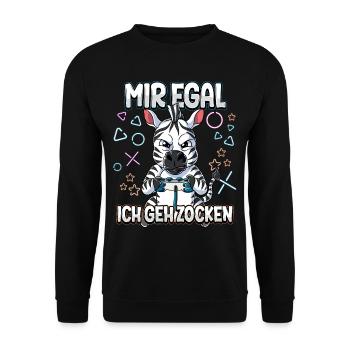 Mir Egal Ich Geh Zocken Gaming - Unisex Pullover - Schwarz - Vorne - Alina (178cm) & Michal (187cm)