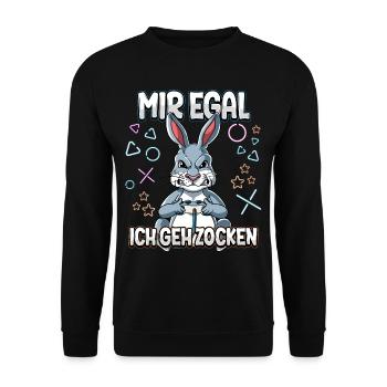 Mir Egal Ich Geh Zocken Gaming - Unisex Pullover - Schwarz - Vorne - Alina (178cm) & Michal (187cm)