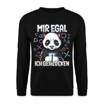 Mir Egal Ich Geh Zocken Gaming - Unisex Pullover - Schwarz - Vorne - Alina (178cm) & Michal (187cm)