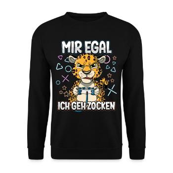 Mir Egal Ich Geh Zocken Gaming - Unisex Pullover - Schwarz - Vorne - Alina (178cm) & Michal (187cm)