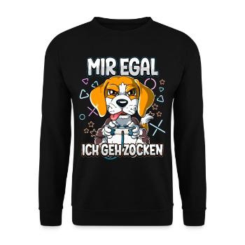 Mir Egal Ich Geh Zocken Gaming - Unisex Pullover - Schwarz - Vorne - Alina (178cm) & Michal (187cm)