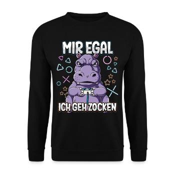 Mir Egal Ich Geh Zocken Gaming - Unisex Pullover - Schwarz - Vorne - Alina (178cm) & Michal (187cm)