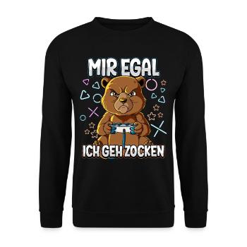Mir Egal Ich Geh Zocken Gaming - Unisex Pullover - Schwarz - Vorne - Alina (178cm) & Michal (187cm)