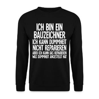 Bauzeichner - Unisex Pullover - Schwarz - Vorne - Alina (178cm) & Michal (187cm)