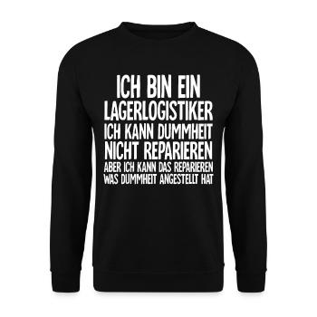 Lagerlogistiker - Unisex Pullover - Schwarz - Vorne - Alina (178cm) & Michal (187cm)