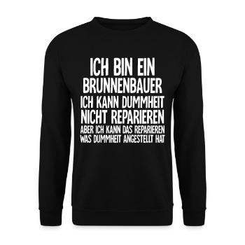 Brunnenbauer - Unisex Pullover - Schwarz - Vorne - Alina (178cm) & Michal (187cm)