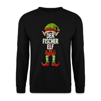 Fischer Elf Partnerlook Weihnachten - Unisex Pullover - Schwarz - Vorne - Alina (178cm) & Michal (187cm)