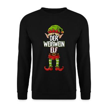 Weißwein Elf Partnerlook Weihnachten - Unisex Pullover - Schwarz - Vorne - Alina (178cm) & Michal (187cm)
