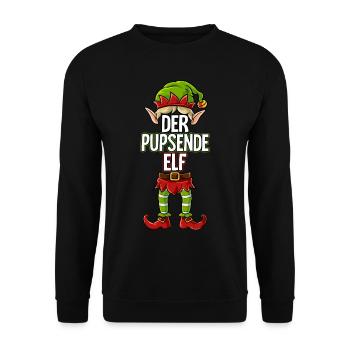 Pupsende Elf Partnerlook Weihnachten - Unisex Pullover - Schwarz - Vorne - Alina (178cm) & Michal (187cm)