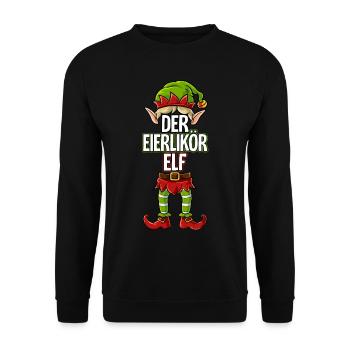 Eierlikör Elf Partnerlook Weihnachten - Unisex Pullover - Schwarz - Vorne - Alina (178cm) & Michal (187cm)