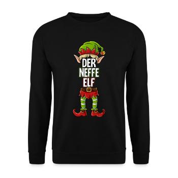 Neffe Elf Partnerlook Weihnachten - Unisex Pullover - Schwarz - Vorne - Alina (178cm) & Michal (187cm)