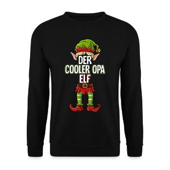 Cooler Opa Elf Partnerlook Weihnachten - Unisex Pullover - Schwarz - Vorne - Alina (178cm) & Michal (187cm)