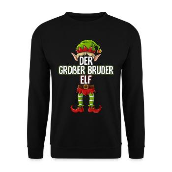 Großer Bruder Elf Partnerlook Weihnachten - Unisex Pullover - Schwarz - Vorne - Alina (178cm) & Michal (187cm)