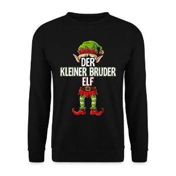 Kleiner Bruder Elf Partnerlook Weihnachten - Unisex Pullover - Schwarz - Vorne - Alina (178cm) & Michal (187cm)