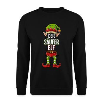 Säufer Elf Partnerlook Weihnachten - Unisex Pullover - Schwarz - Vorne - Alina (178cm) & Michal (187cm)