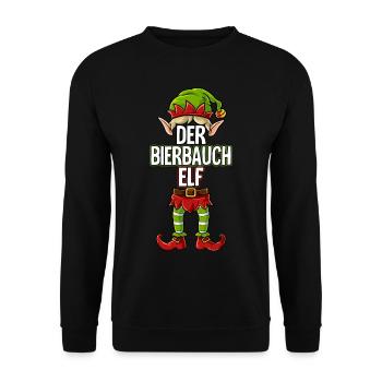Bierbauch Elf Partnerlook Weihnachten - Unisex Pullover - Schwarz - Vorne - Alina (178cm) & Michal (187cm)