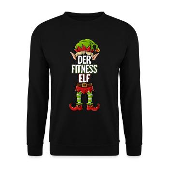 Fitness Elf Partnerlook Weihnachten - Unisex Pullover - Schwarz - Vorne - Alina (178cm) & Michal (187cm)