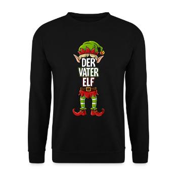 Vater Elf Partnerlook Weihnachten - Unisex Pullover - Schwarz - Vorne - Alina (178cm) & Michal (187cm)