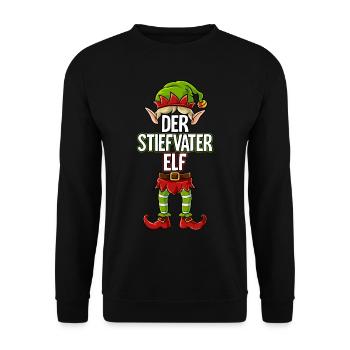 Stiefvater Elf Partnerlook Weihnachten - Unisex Pullover - Schwarz - Vorne - Alina (178cm) & Michal (187cm)
