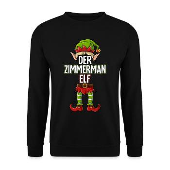 Zimmerman Elf Partnerlook Weihnachten - Unisex Pullover - Schwarz - Vorne - Alina (178cm) & Michal (187cm)
