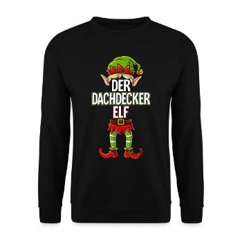 Dachdecker Elf Partnerlook Weihnachten - Unisex Pullover - Schwarz - Vorne - Alina (178cm) & Michal (187cm)