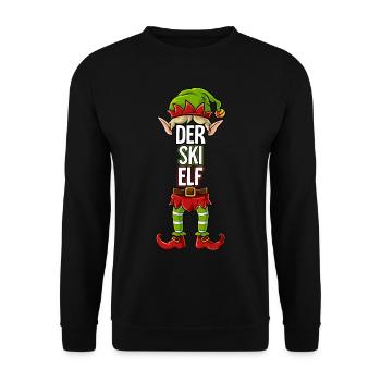 Ski Elf Partnerlook Weihnachten - Unisex Pullover - Schwarz - Vorne - Alina (178cm) & Michal (187cm)