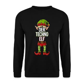 Techno Elf Partnerlook Weihnachten - Unisex Pullover - Schwarz - Vorne - Alina (178cm) & Michal (187cm)