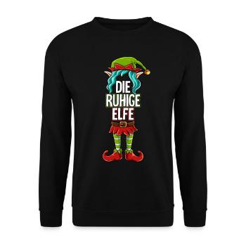 Ruhige Elfe Partnerlook Weihnachten - Unisex Pullover - Schwarz - Vorne - Alina (178cm) & Michal (187cm)