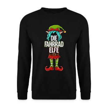 Fahrrad Elfe Partnerlook Weihnachten - Unisex Pullover - Schwarz - Vorne - Alina (178cm) & Michal (187cm)
