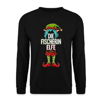 Fischerin Elfe Partnerlook Weihnachten - Unisex Pullover - Schwarz - Vorne - Alina (178cm) & Michal (187cm)