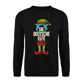Deutsche Elfe Partnerlook Weihnachten - Unisex Pullover - Schwarz - Vorne - Alina (178cm) & Michal (187cm)
