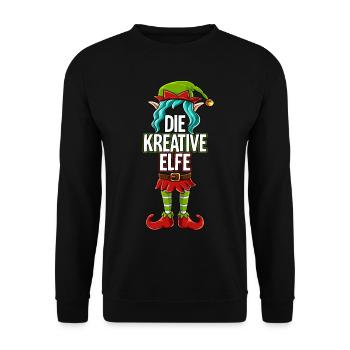 Kreative Elfe Partnerlook Weihnachten - Unisex Pullover - Schwarz - Vorne - Alina (178cm) & Michal (187cm)
