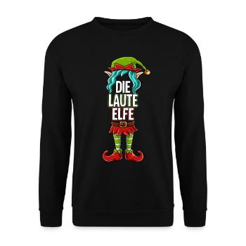 Laute Elfe Partnerlook Weihnachten - Unisex Pullover - Schwarz - Vorne - Alina (178cm) & Michal (187cm)