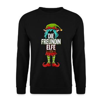Freundin Elfe Partnerlook Weihnachten - Unisex Pullover - Schwarz - Vorne - Alina (178cm) & Michal (187cm)