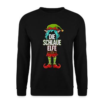 Schlaue Elfe Partnerlook Weihnachten - Unisex Pullover - Schwarz - Vorne - Alina (178cm) & Michal (187cm)
