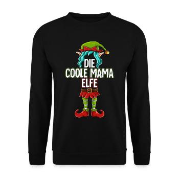 Coole Mama Elfe Partnerlook Weihnachten - Unisex Pullover - Schwarz - Vorne - Alina (178cm) & Michal (187cm)