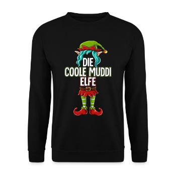Coole Muddi Elfe Partnerlook Weihnachten - Unisex Pullover - Schwarz - Vorne - Alina (178cm) & Michal (187cm)