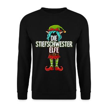 Stiefschwester Elfe Partnerlook Weihnachten - Unisex Pullover - Schwarz - Vorne - Alina (178cm) & Michal (187cm)