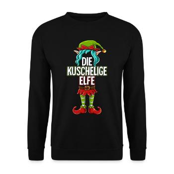 Kuschelige Elfe Partnerlook Weihnachten - Unisex Pullover - Schwarz - Vorne - Alina (178cm) & Michal (187cm)