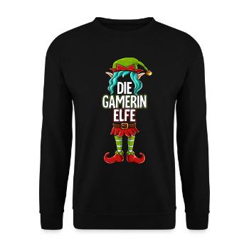 Gamerin Elfe Partnerlook Weihnachten - Unisex Pullover - Schwarz - Vorne - Alina (178cm) & Michal (187cm)