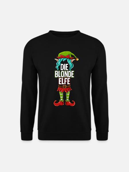 Blonde Elfe Partnerlook Weihnachten - Unisex Pullover - Schwarz